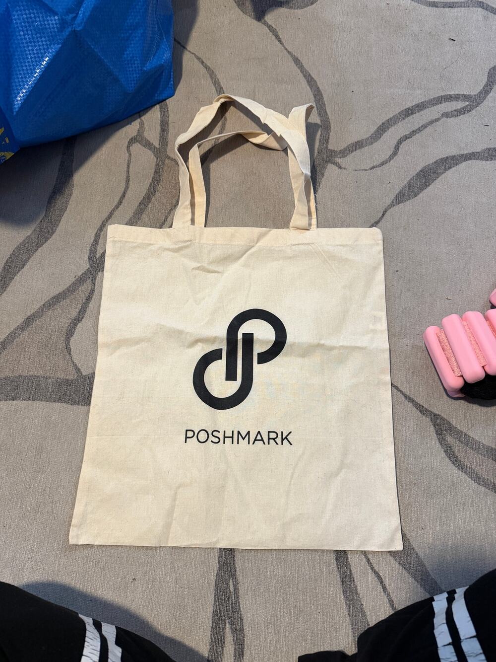 POSHMARK Branded Tote NEW Never Used Cream Tote Black Logo